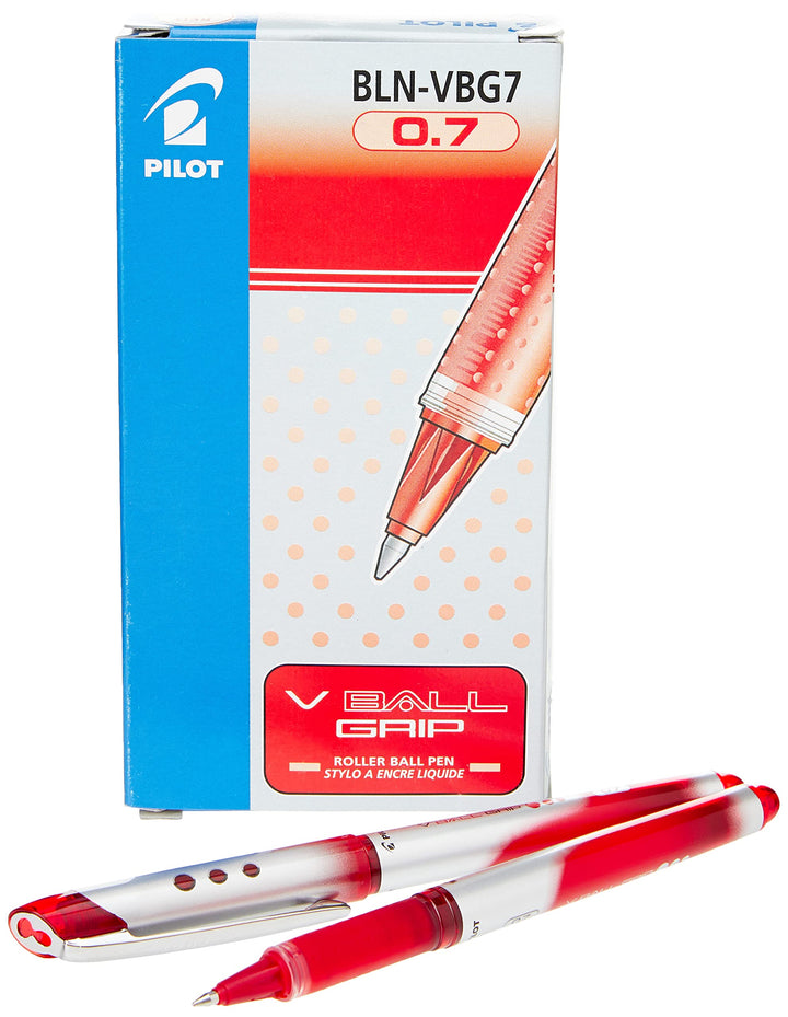 Pilot VBall VB5 Tintenroller mit Griffzone 0,5 mm Schreibspitze 0,25 mm Strichbreite 12 Stück rot, R