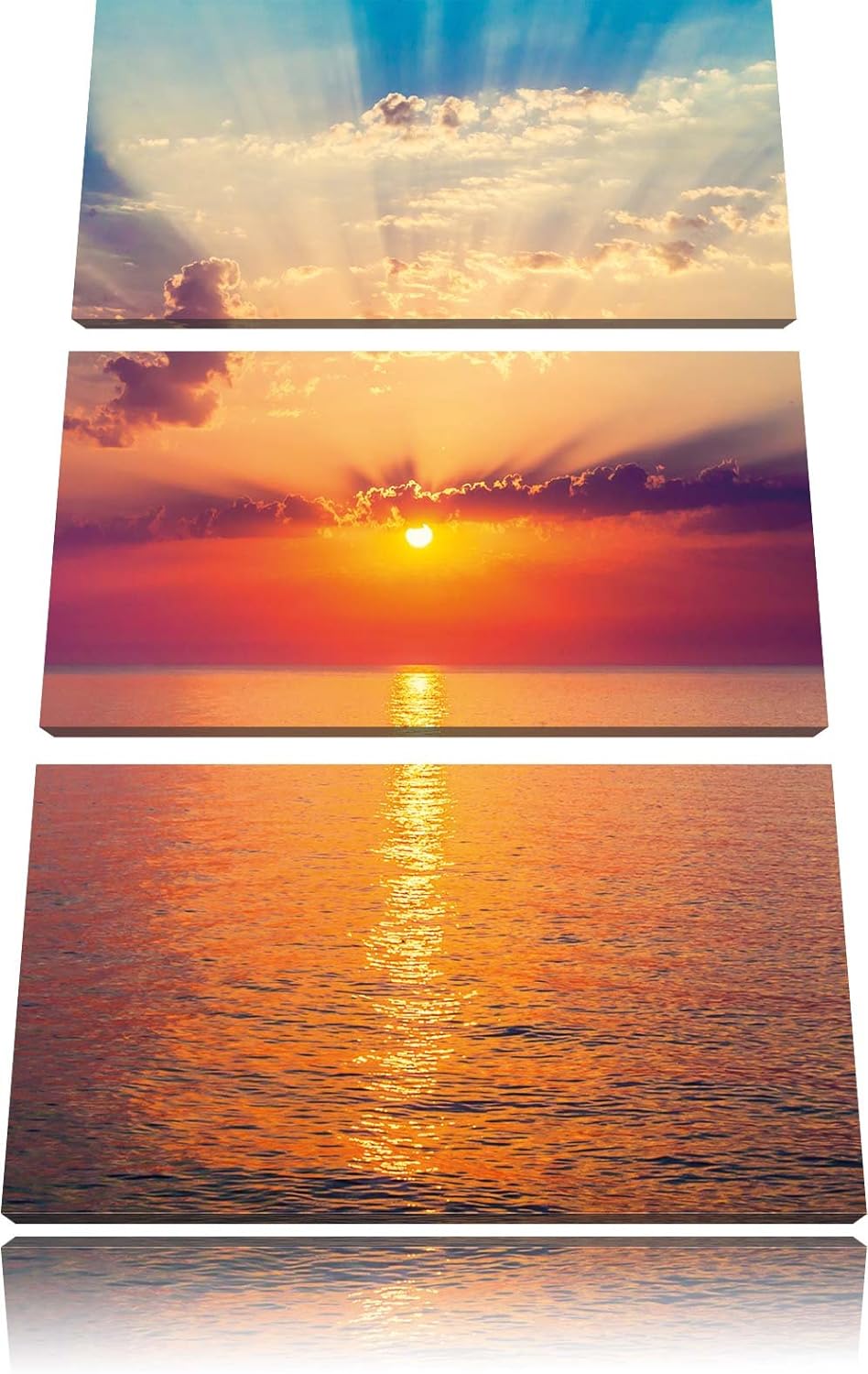 Pixxprint Meer im Sonnenaufgang 3-Teiler Leinwandbild 120x80 Bild auf Leinwand