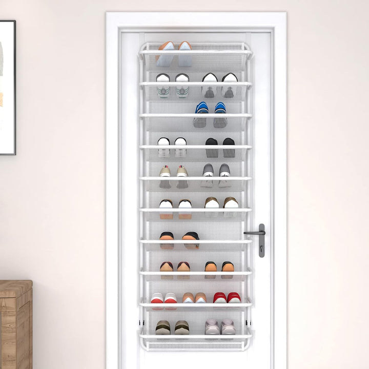 TZAMLI Schuhregal über der Tür mit 10 Ebenen, Hängend Schuhschrank Schuhablage Metall Schuh-Organize