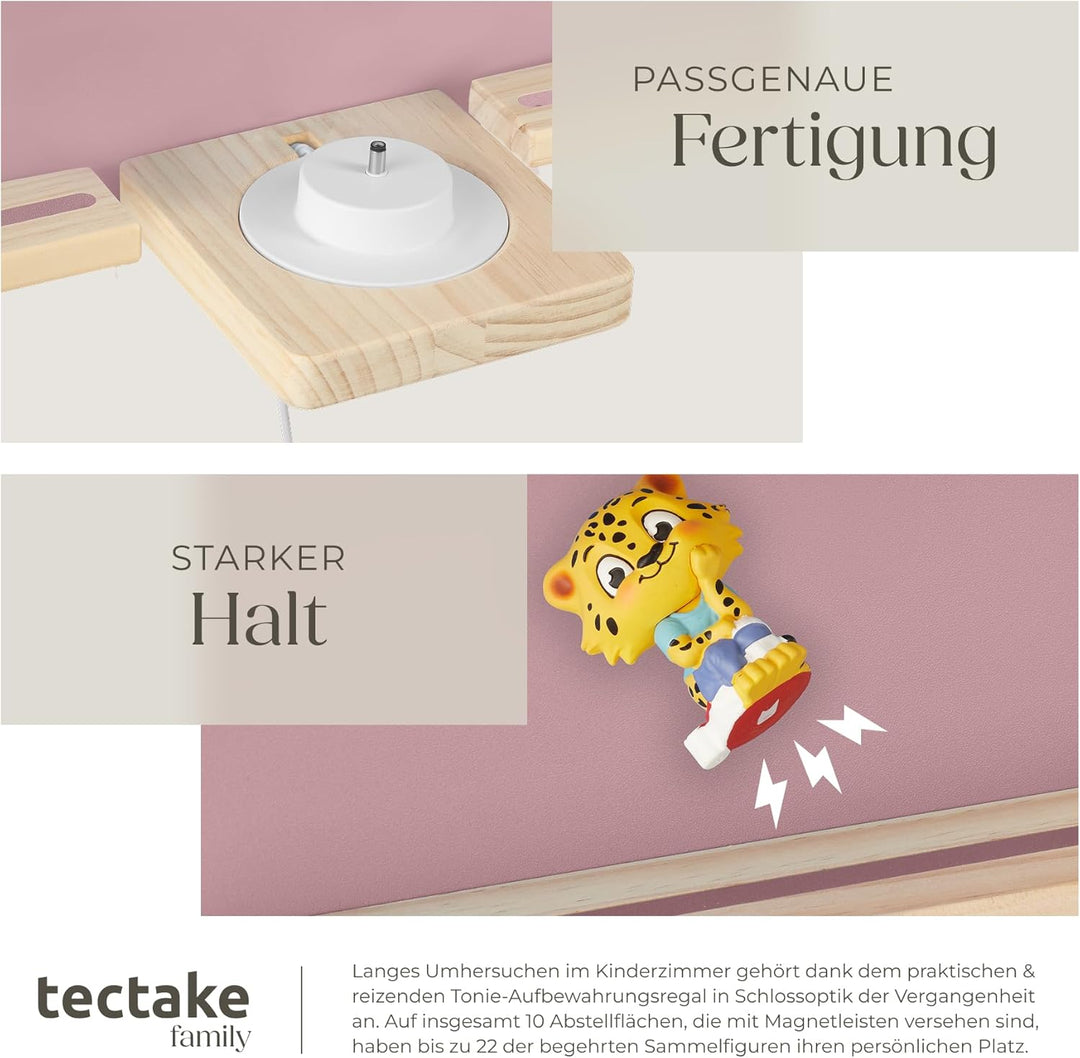 tectake® Holz Regal mit Magnetstreifen für Wand Montage, Tonieregal, Wandregal für's Kinderzimmer, A
