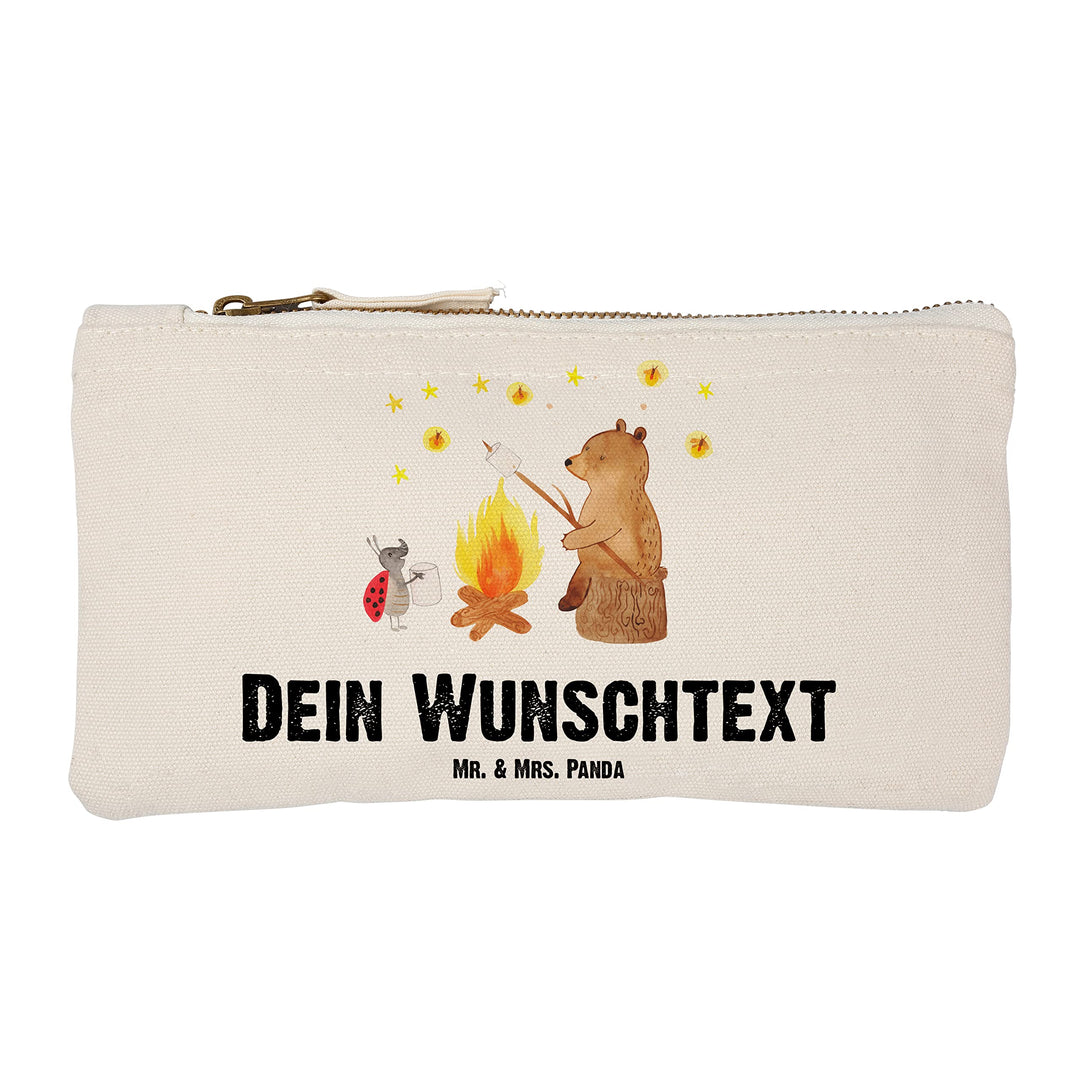 Mr. & Mrs. Panda Personalisierte Schminktasche Bär & Marienkäfer Lagerfeuer Grösse S Klein - Geschen