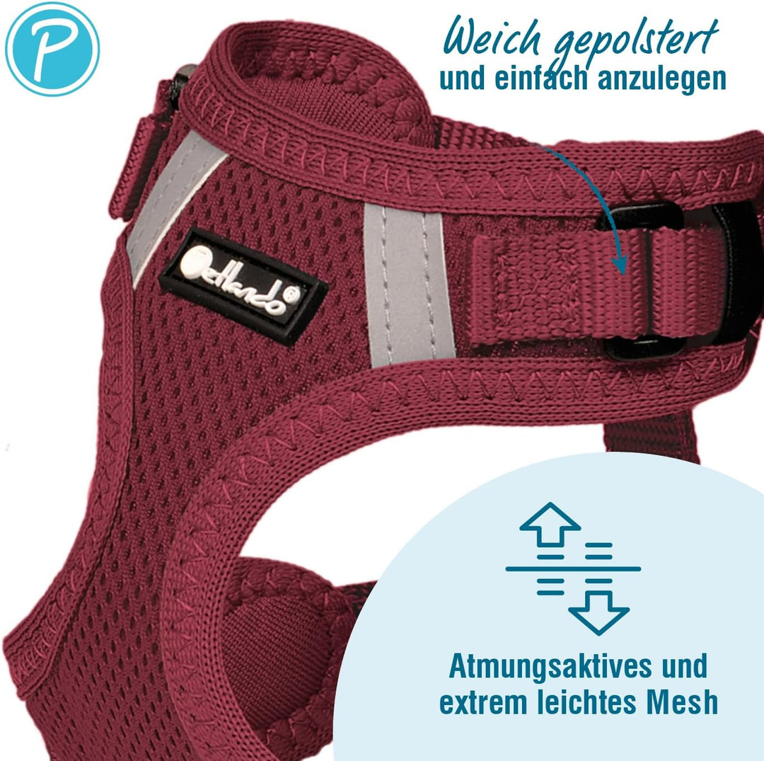 Petlando Hundegeschirr Mesh Vest, leichtes Brustgeschirr aus weichem Mesh & Nylon, stufenlos verstel