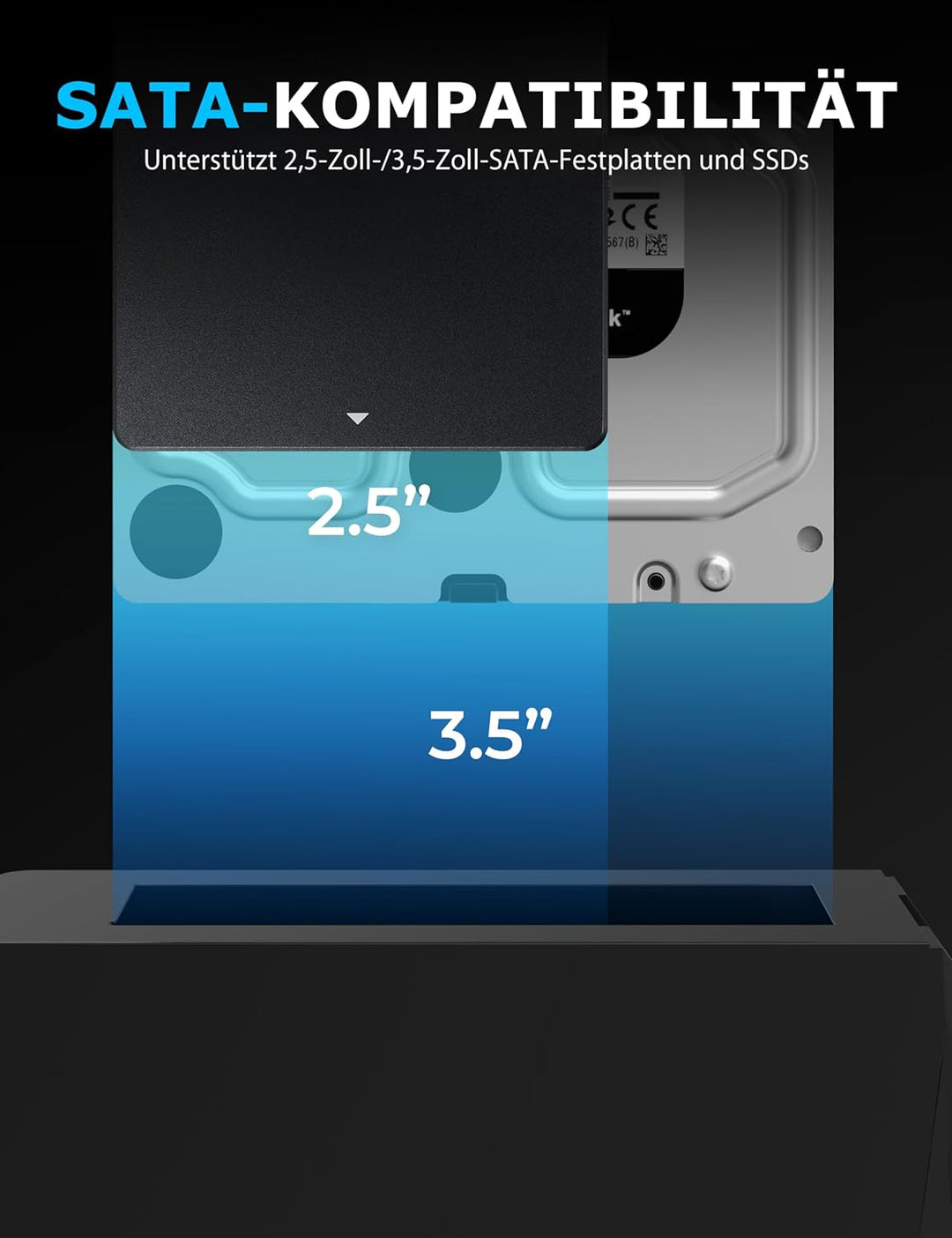 SABRENT USB-C-Dockingstation für M.2 PCIe/NVMe und SATA 2,5/3,5 Zoll SSD &amp; HDD mit Offline-Klonen, u