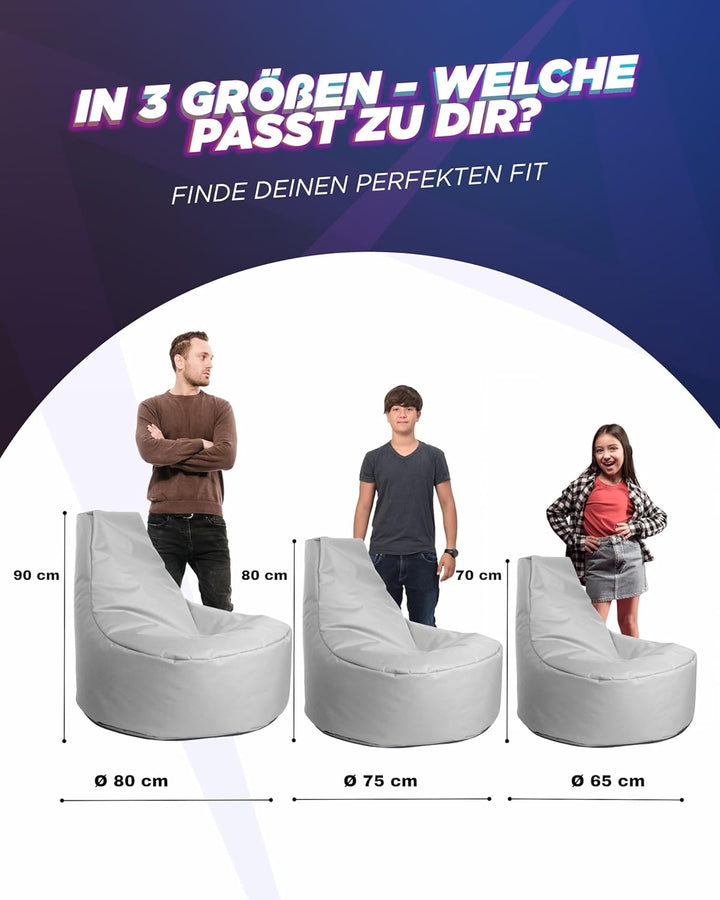 PATCH HOME Gamer Kissen & Lounge Sitzsack – befüllbar mit Reissverschluss, gefüllt mit Styropor, gee