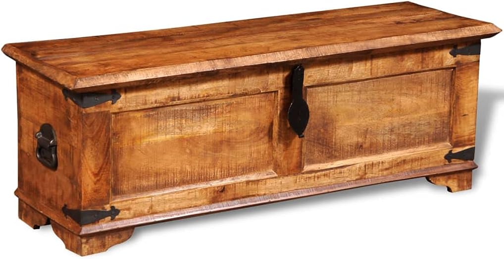 homiuse Aufbewahrungstruhe Raues Mangoholz Schatztruhe Schatzkiste Truhe mit Deckel Schatzkiste Holz