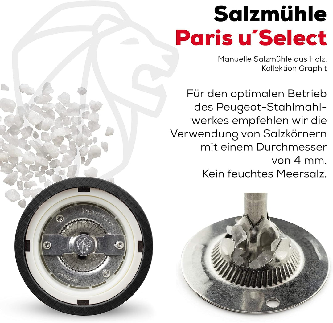 PEUGEOT - Salzmühle Paris u‘Select 18 cm - 6 voreingestellte Mahlgrade - Aus PEFC-zertifiziertem Hol