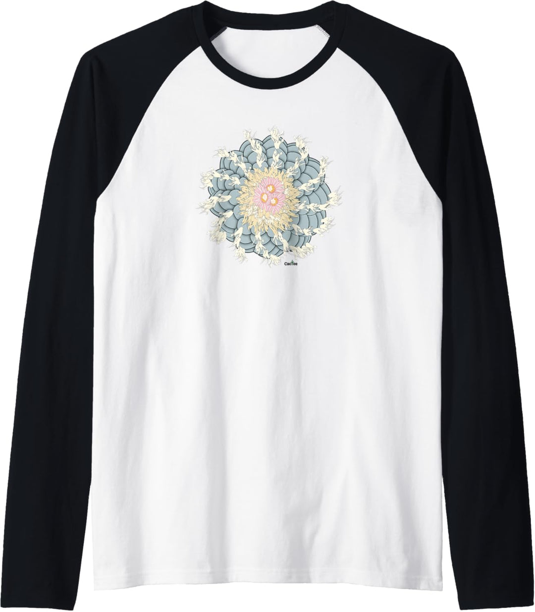 Lophophora Williamsii Spiral Peyote with Flowers Raglan