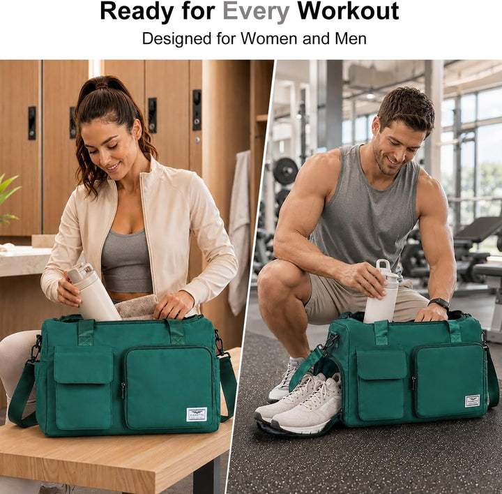 FIORETTO 35L Damen Sporttasche, Faltbare Reisetasche mit Schuhfach & Nassfach, Wasserabweisende Week