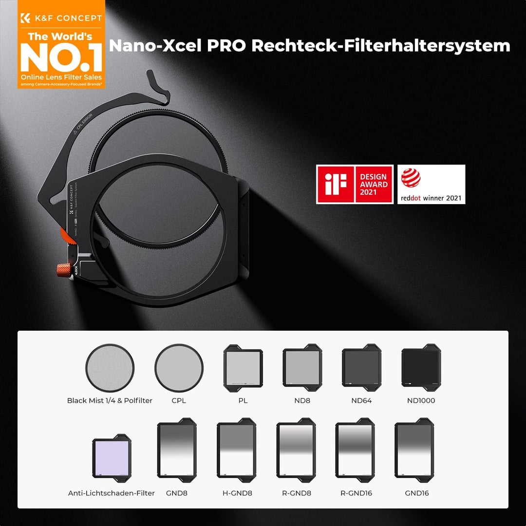 K&amp;F CONCEPT Rechteckfilter Set | inkl.95mm CPL Filter+ ND1000+ GND8 Verlaufsfilter+ Filterhalter+ 4e