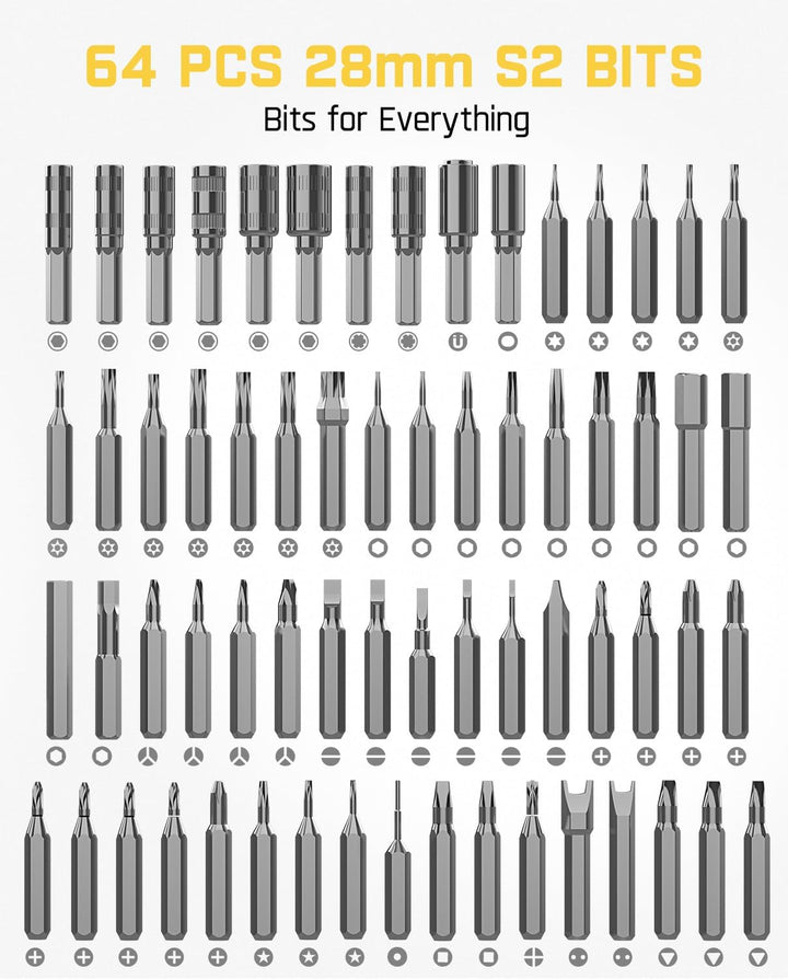 Fanttik E1 NEX Workstation Präzisions-Schraubendreher-Set, 64 magnetische Bits, 12 Arten von Fixierw