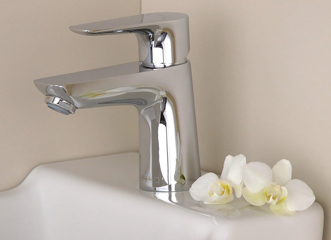 hansgrohe Wasserhahn Talis E CoolStart (Armatur mit Auslauf Höhe 80mm und Zugstangen-Ablaufgarnitur)