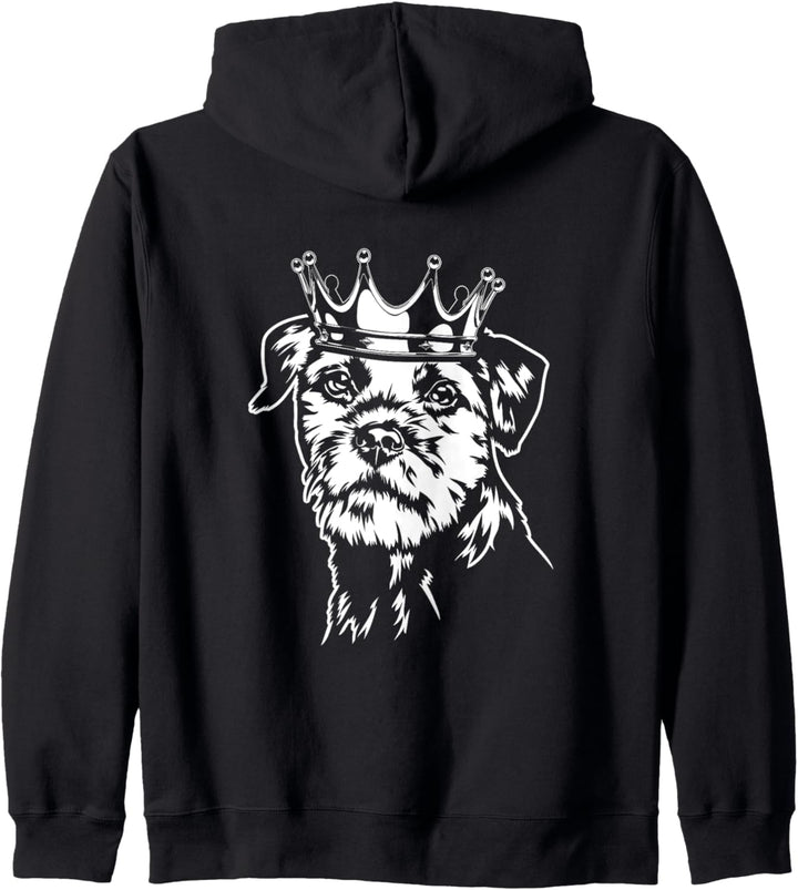 Lustiger Border Terrier Hund mit Krone Hund Hunde Kapuzenjacke