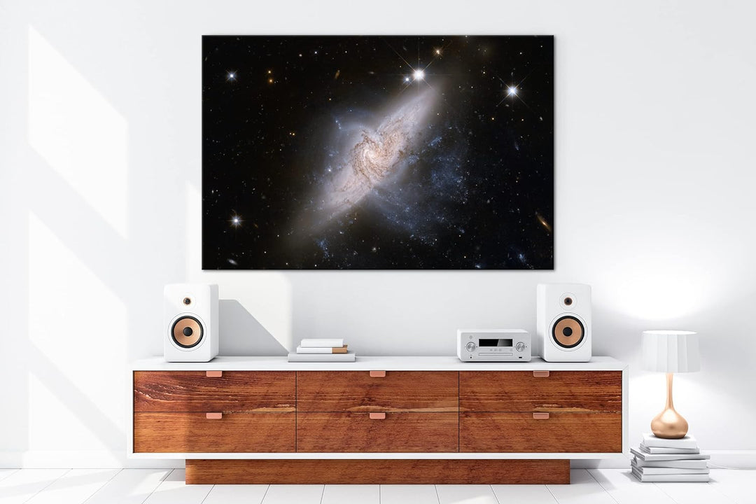 deyoli Dark weite Galaxien mit leuchtenden Sternen im Format: 80x60 als Leinwandbild, Motiv fertig g