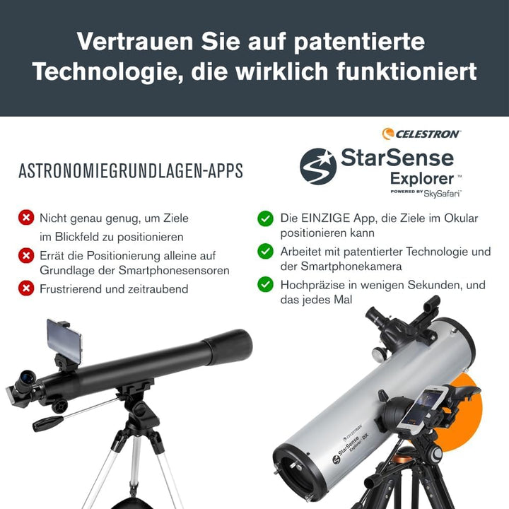 Celestron 22461 StarSense Explore DX 130 Newtonsches Spiegelteleskop mit Smartphone-App-fähiger Tech
