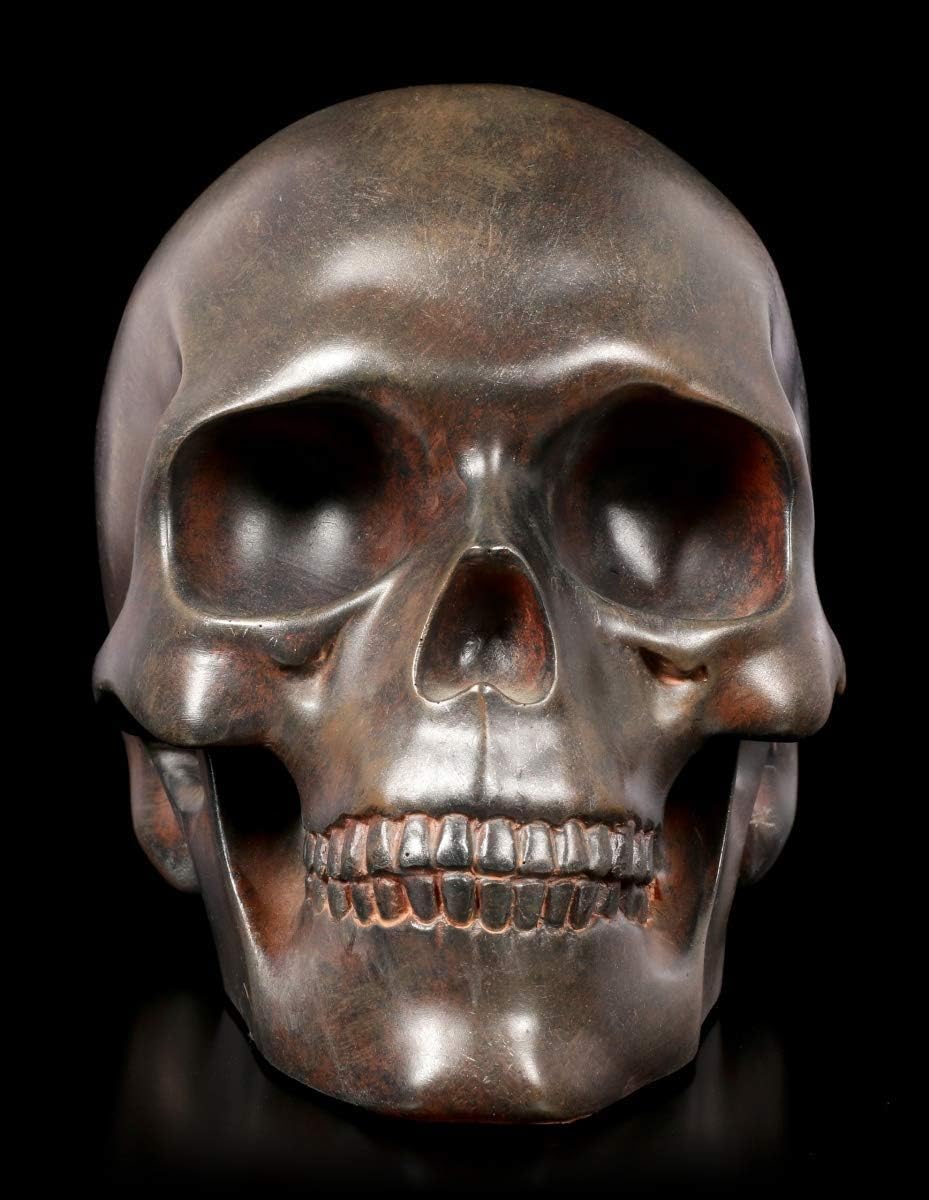 Figuren Shop GmbH Gothic-Totenkopf - rostfarben | Fantasy-Skull, handbemalt, H 13 cm