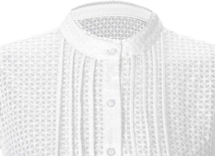Elegante Blumen Streifen Spitze Hochelastisch Stoff Hochwertig 3/4 Ärmel Dirndlbluse Weiss Spitze Di