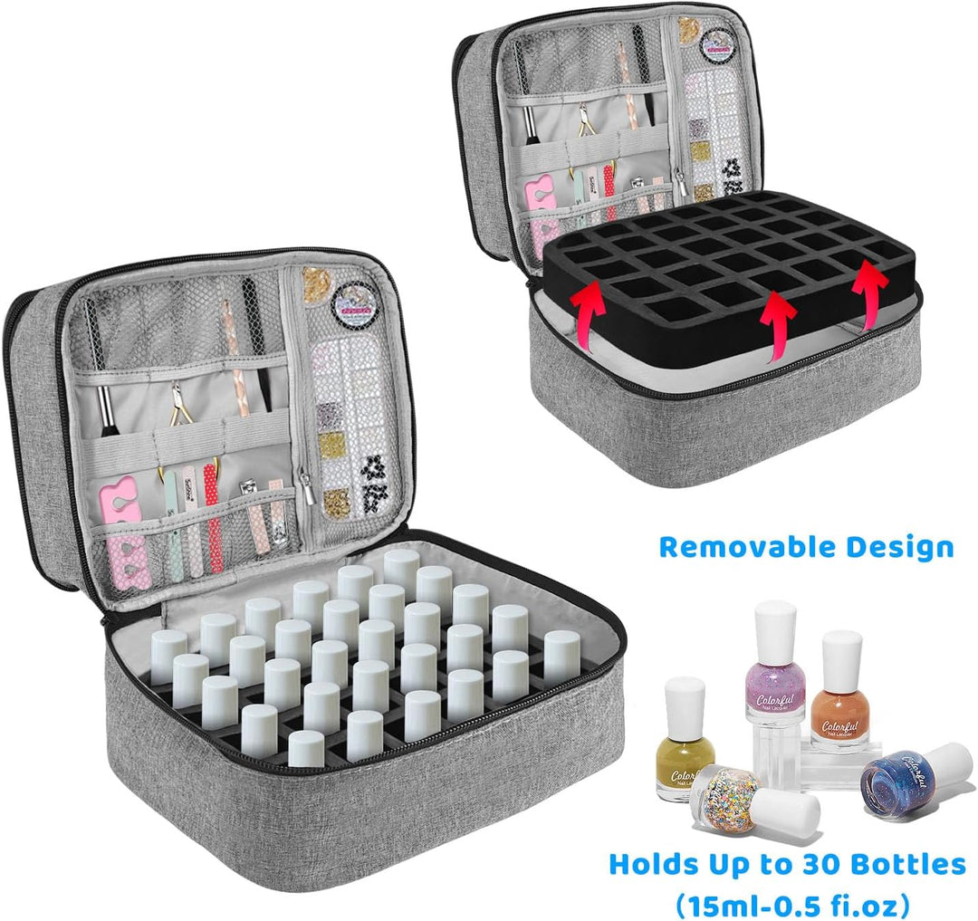 Nagellack Organizer Tasche, Doppelschicht Nagellack Aufbewahrung Box, Organizer Koffer für Nageldesi