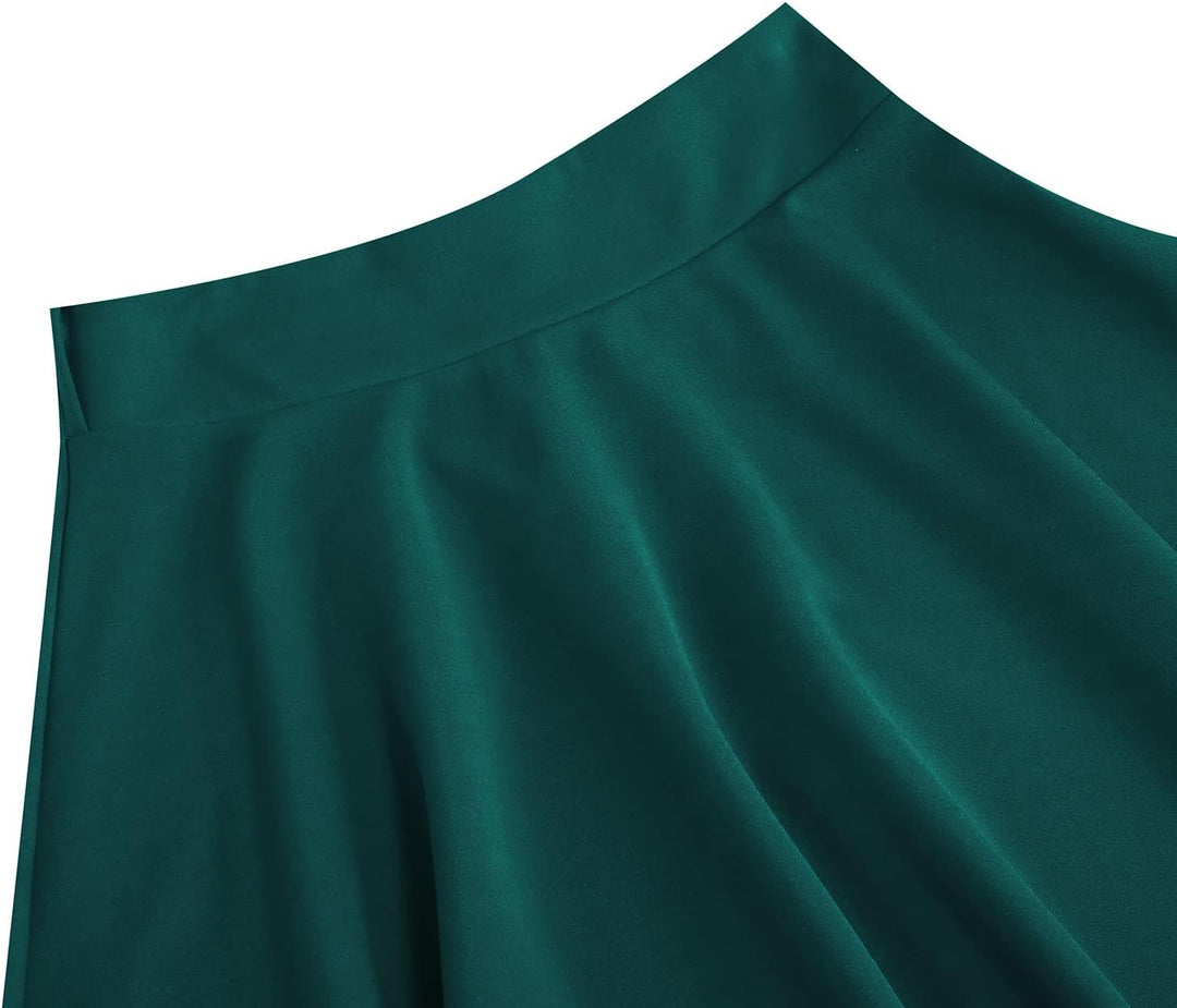 Odizli Rock Damen Knielang Elegant 50er Jahre Vintage A Linie Swing Faltenrock mit Gürtel XXL Grün,