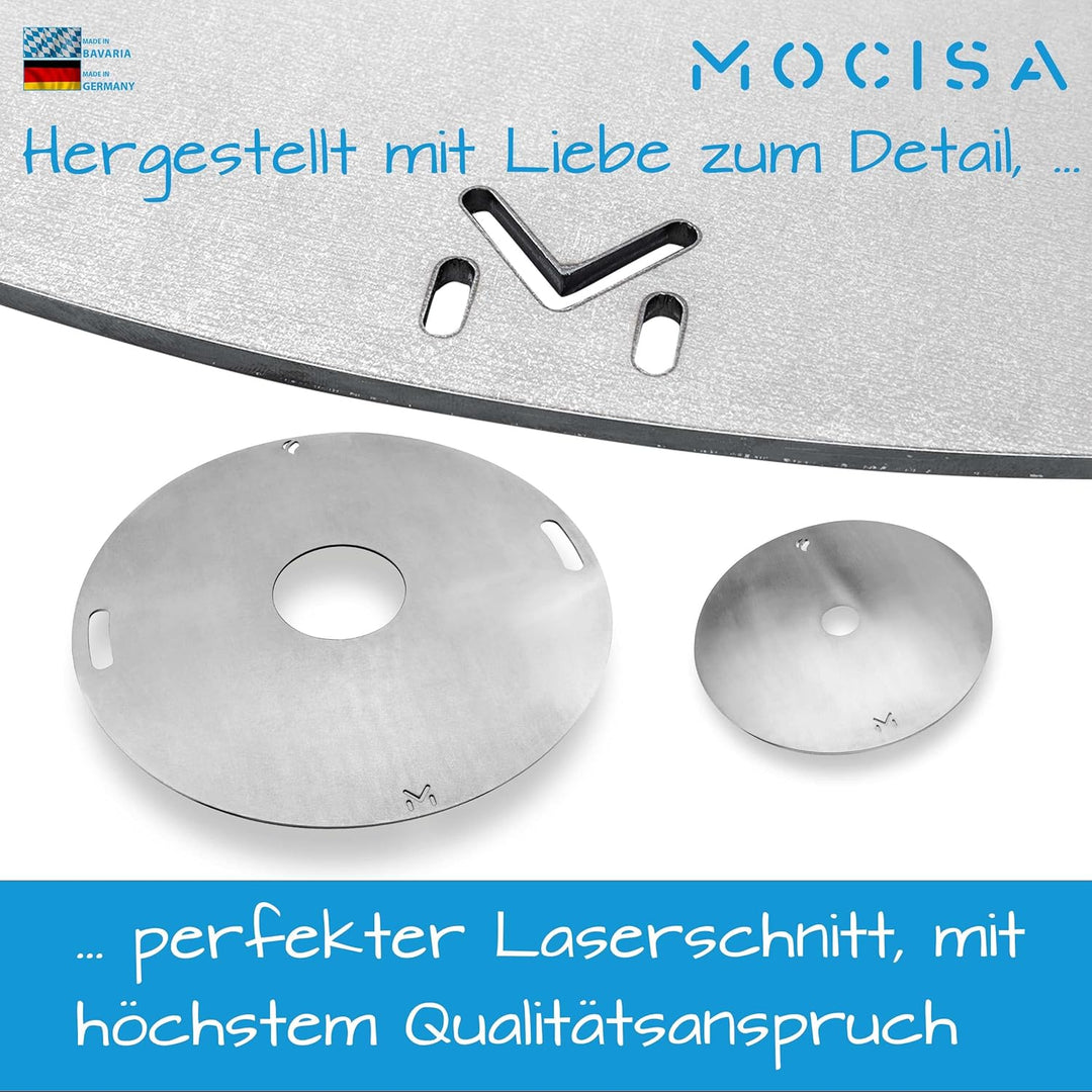 Edelstahl Grillplatte Feuerplatte für Feuerschale Fassgrill Kugelgrill | Ø57,8 cm Edelstahl Stärke 8