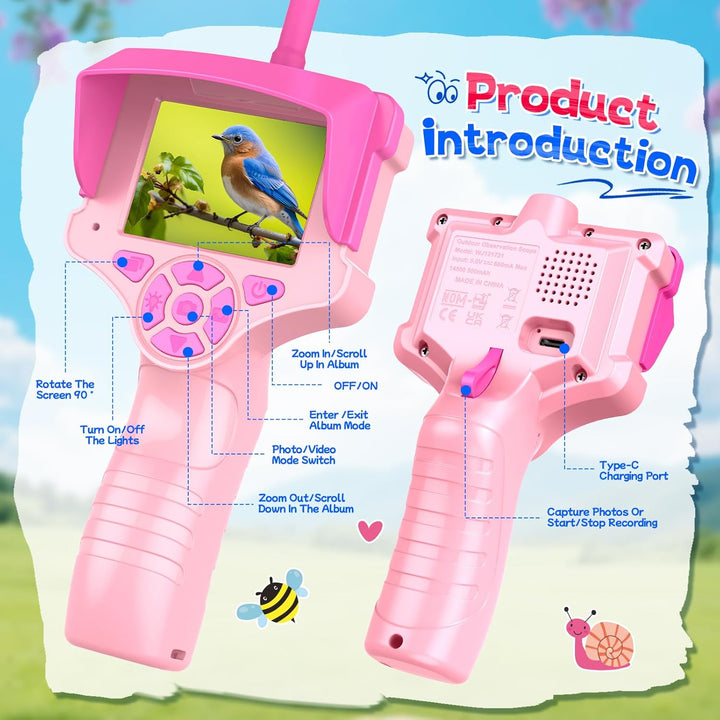Kinder Endoskopkamera - Outdoor Entdecker Spielzeug für Mädchen ab 3-10 Jahre - 2MP Kamera, 23,6 Zol