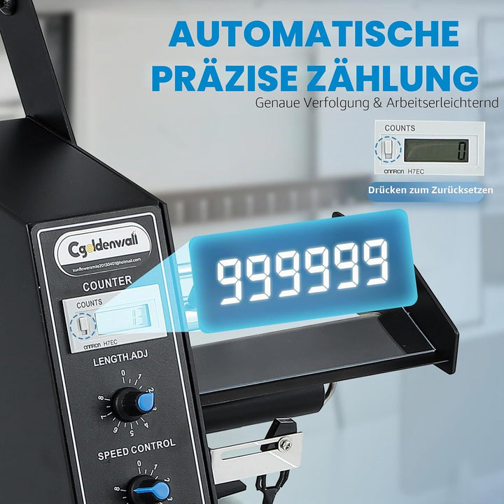 CGOLDENWALL Automatischer Etikettenspender AL-1150D mit 0-999999 Automatische Zählung für Selbstkleb