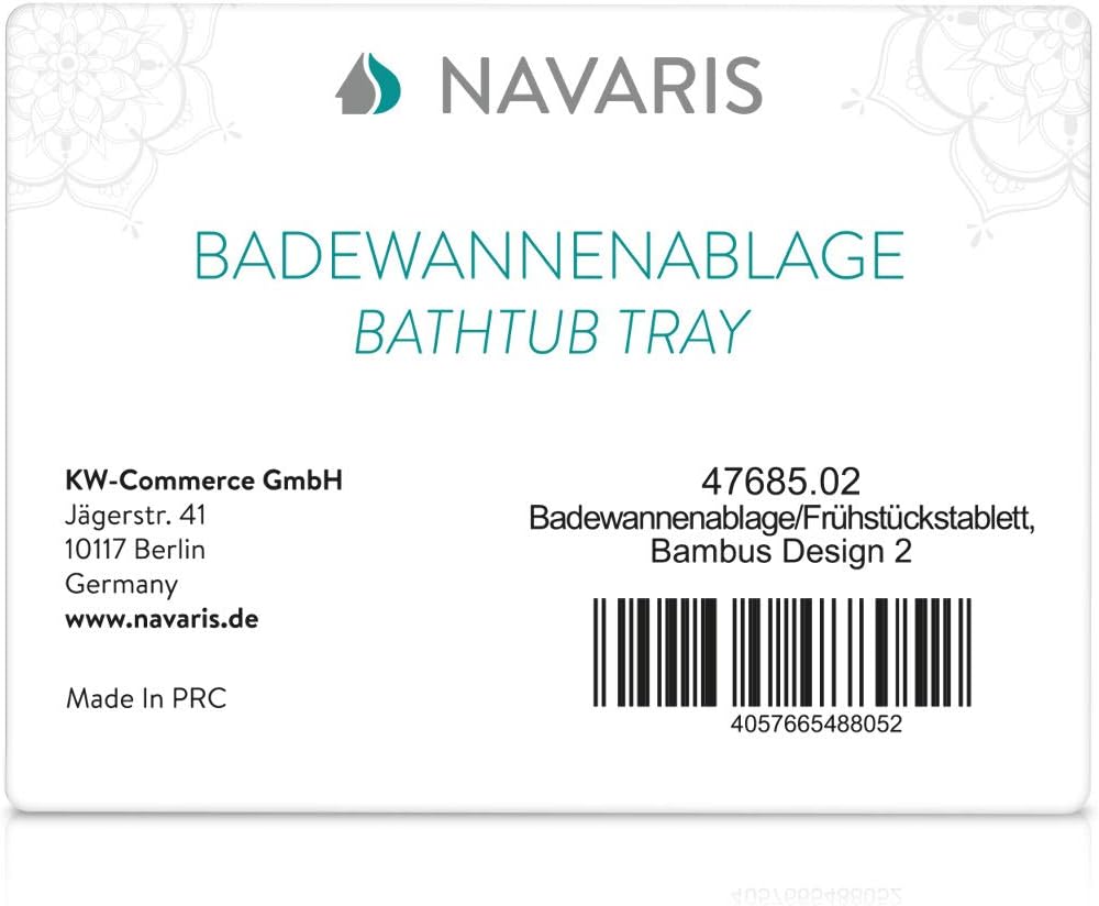 Navaris Bambus Badewannenablage Frühstückstablett ausziehbar - Buch Ablage Weinglas Halterung - Tabl