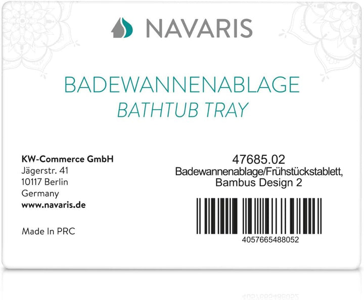 Navaris Bambus Badewannenablage Frühstückstablett ausziehbar - Buch Ablage Weinglas Halterung - Tabl
