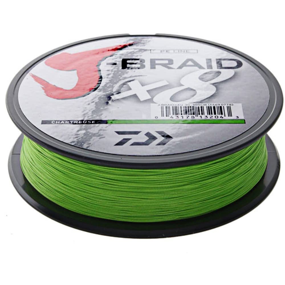 Daiwa J-Braid 8 Braid 150 m Chartreuse geflochtene Angelschnur, 2 Stück Dm: 0,24 mm, Dm: 0,24 mm