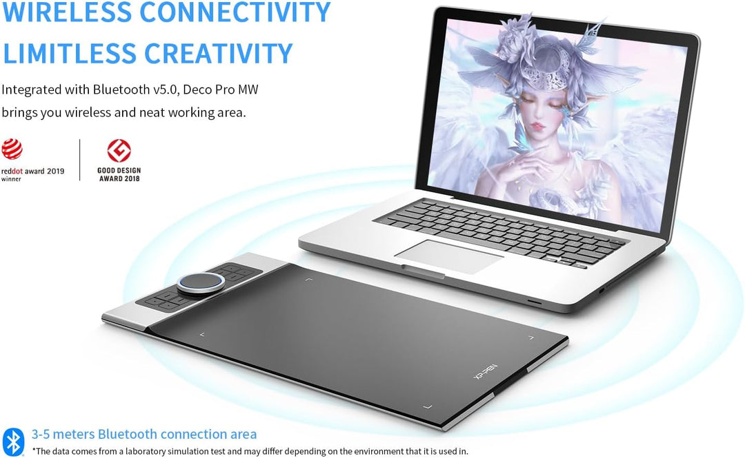 XP-PEN Deco Pro MW Grafiktablett Bluetooth Pen Tablet 11" x 6" zum Malen und Fotobearbeitung Zeichen