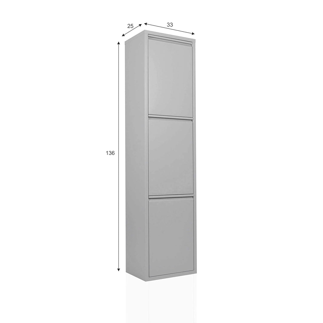 Betten-ABC Refina Mehrzweckschrank, Mülltrenner, platzsparend, aus pflegeleichtem Metall Farbe Grau,