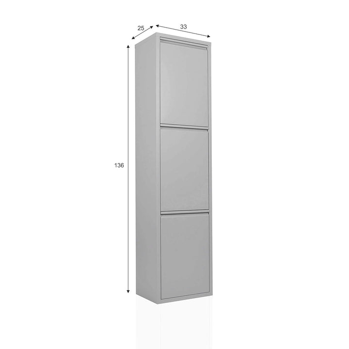 Betten-ABC Refina Mehrzweckschrank, Mülltrenner, platzsparend, aus pflegeleichtem Metall Farbe Grau,