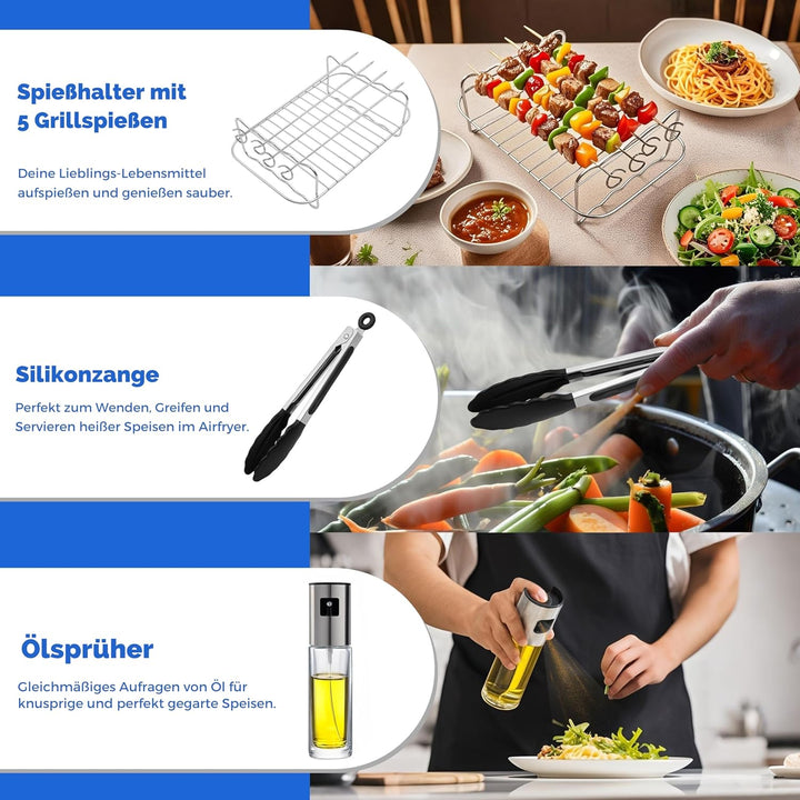 Das XXL Heissluftfritteuse Zubehör-Set für Philips Dual Basket Airfryer – 10-teilig für unterschiedl