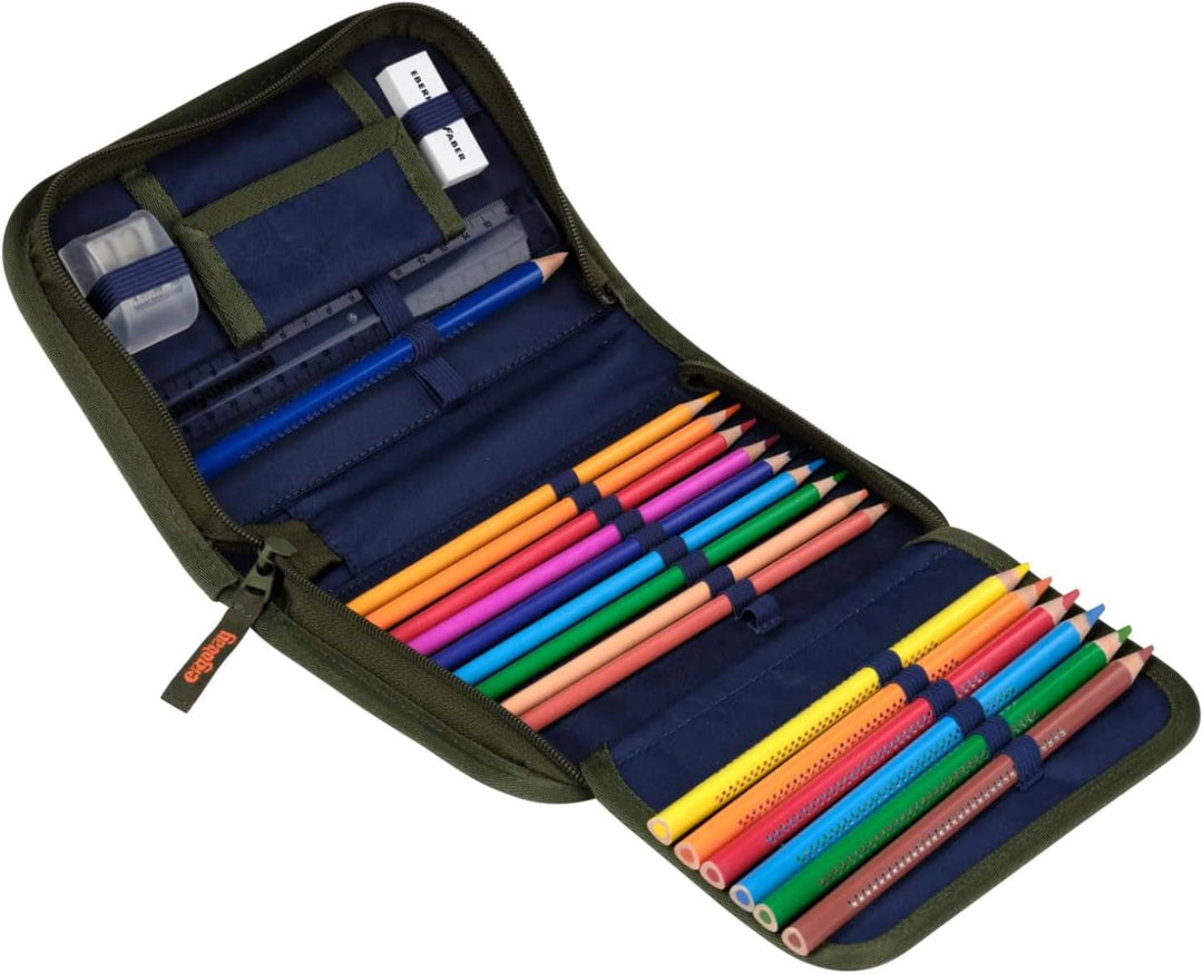 ergobag Federmäppchen Set 22-teilig, Lyra Buntstifte, Stundenplan-Fach, Kleingeld Fach, Lineal Ozean