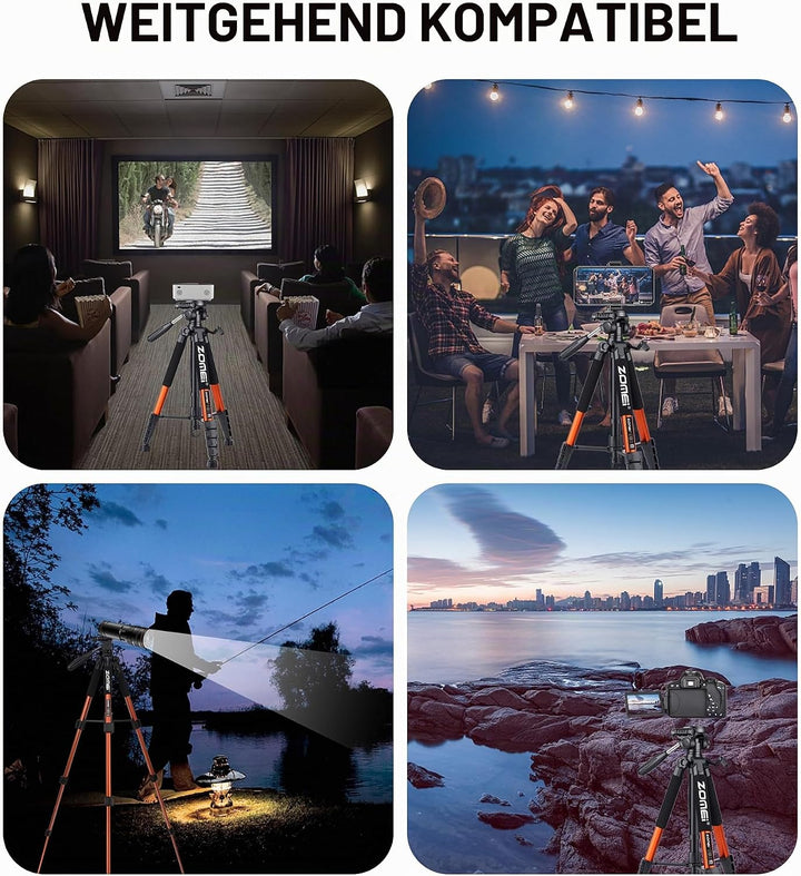 ZOMEi 188cm Stativ Heavy Duty Tall Tripod Stand, Professional Travel Video Tripod Kompatibel mit DSL