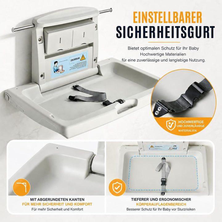 Wickeltisch klappbar Wandmontage, Wandwickeltisch für öffentliche Badezimmer mit verstellbarem Siche