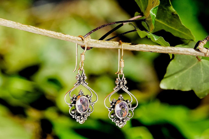 WINDALF Bohemia Ohrringe SALIA 3.5 cm Mediaval Ohrschmuck Amethyst Vintage Ornamentik Bronze