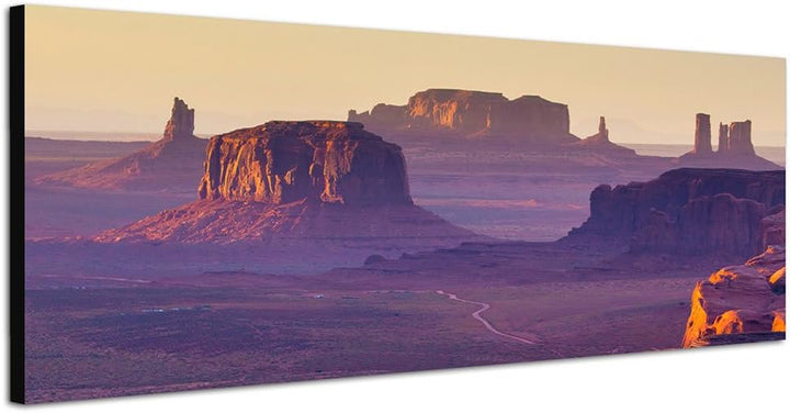 Paul Sinus Art Panoramabild auf Leinwand und Keilrahmen 150x50cm USA Monument Valley Abenddämmerung