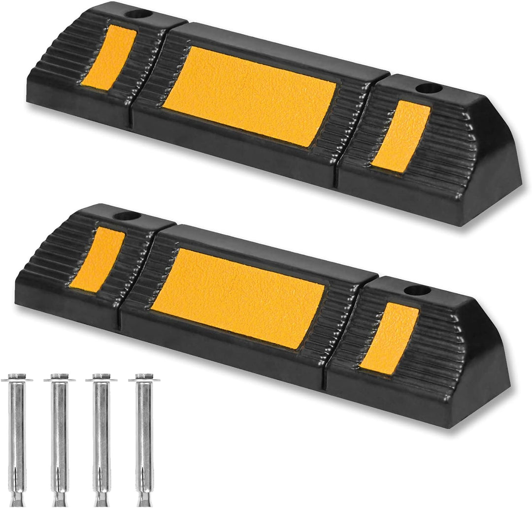 Froadp Anfahrschutz Parkstopper Set, Radstopp Parkbegrenzung mit Reflexionsstreifen, Garagenstopper