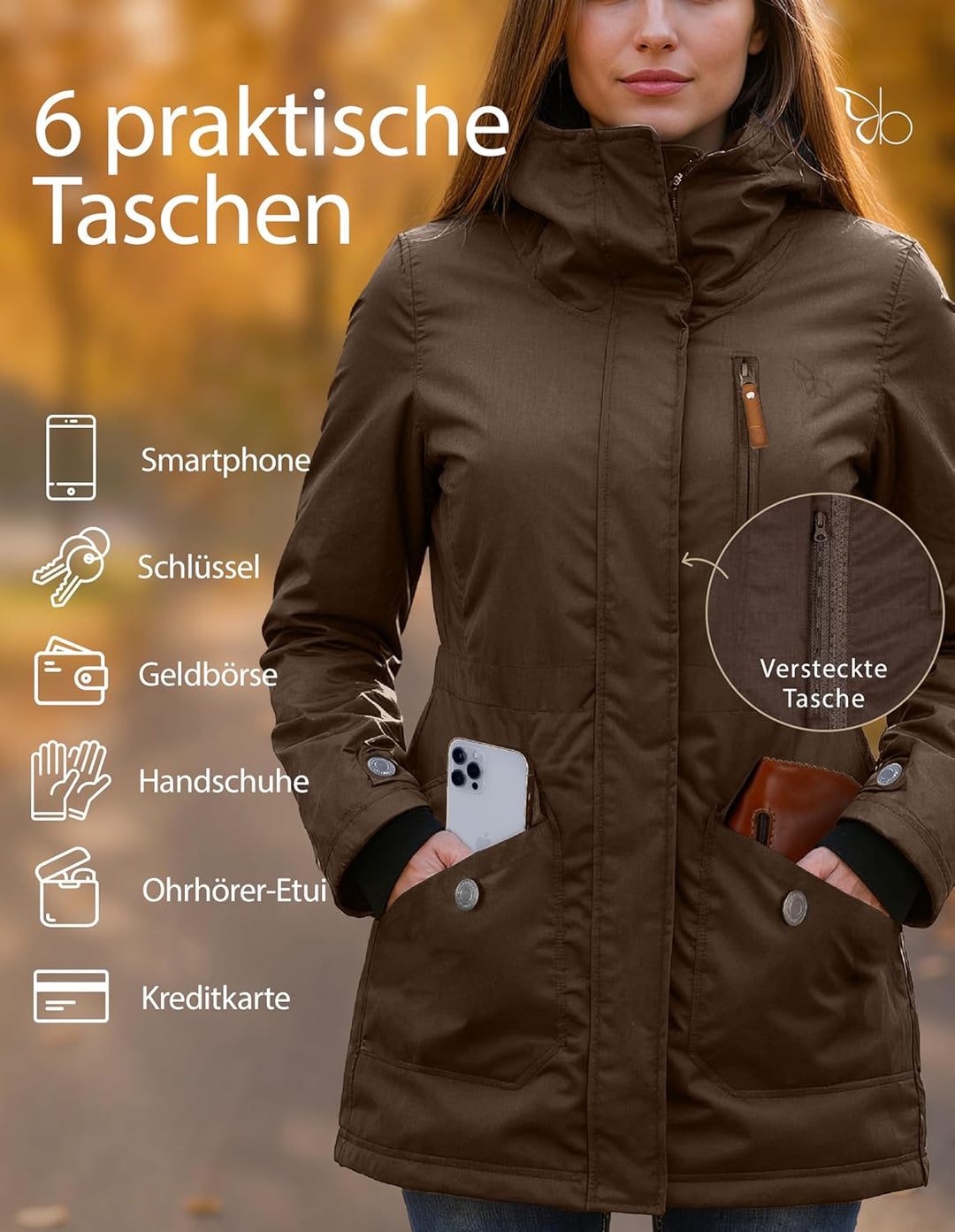 berydale Winterjacke Damen Parka I Warme Übergangsjacke I Atmungsaktiv, wind- und wasserdicht I 5.00