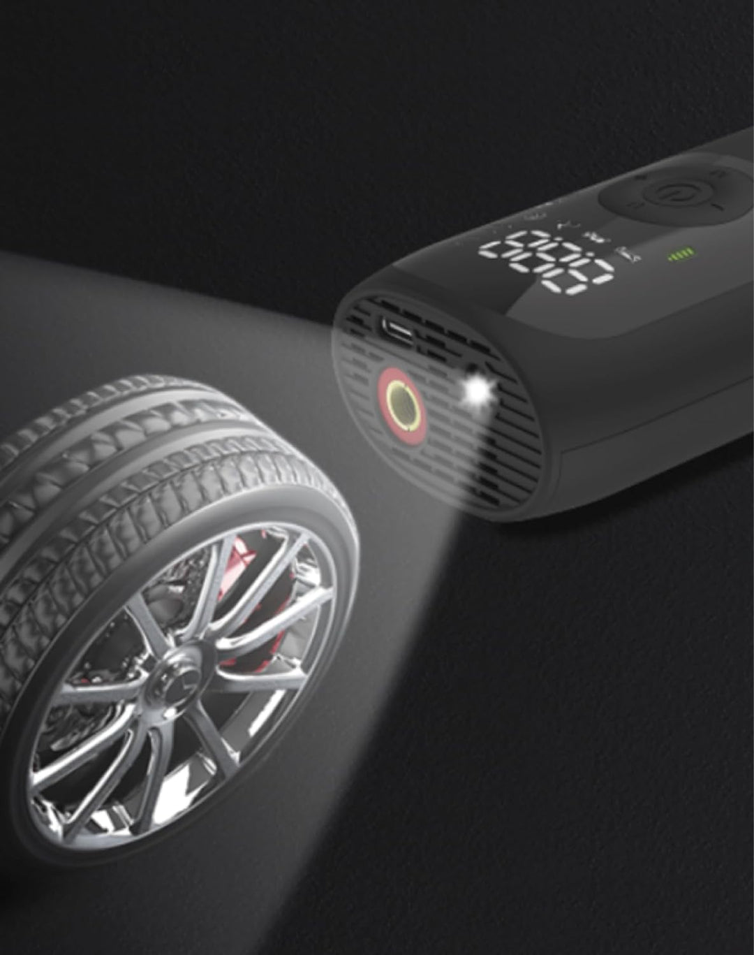 Odys FlexPump akkubetriebener tragbarer elektrischer Luftkompressor Luftpumpe für Auto, Motorrad, Sc