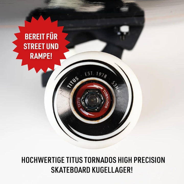 TITUS Skateboard Premium - Komplettboard – Skateboard Erwachsene, Jugendliche & Kinder ab 9 Jahre, f