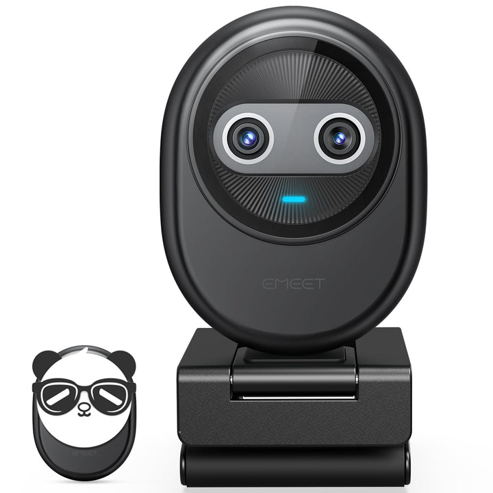 EMEET 4K Webcam Piko, Weltweit Erste KI-gestützte 4K-Webcam mit Dual-Kamera und KI-Autofokus, 3 Mikr