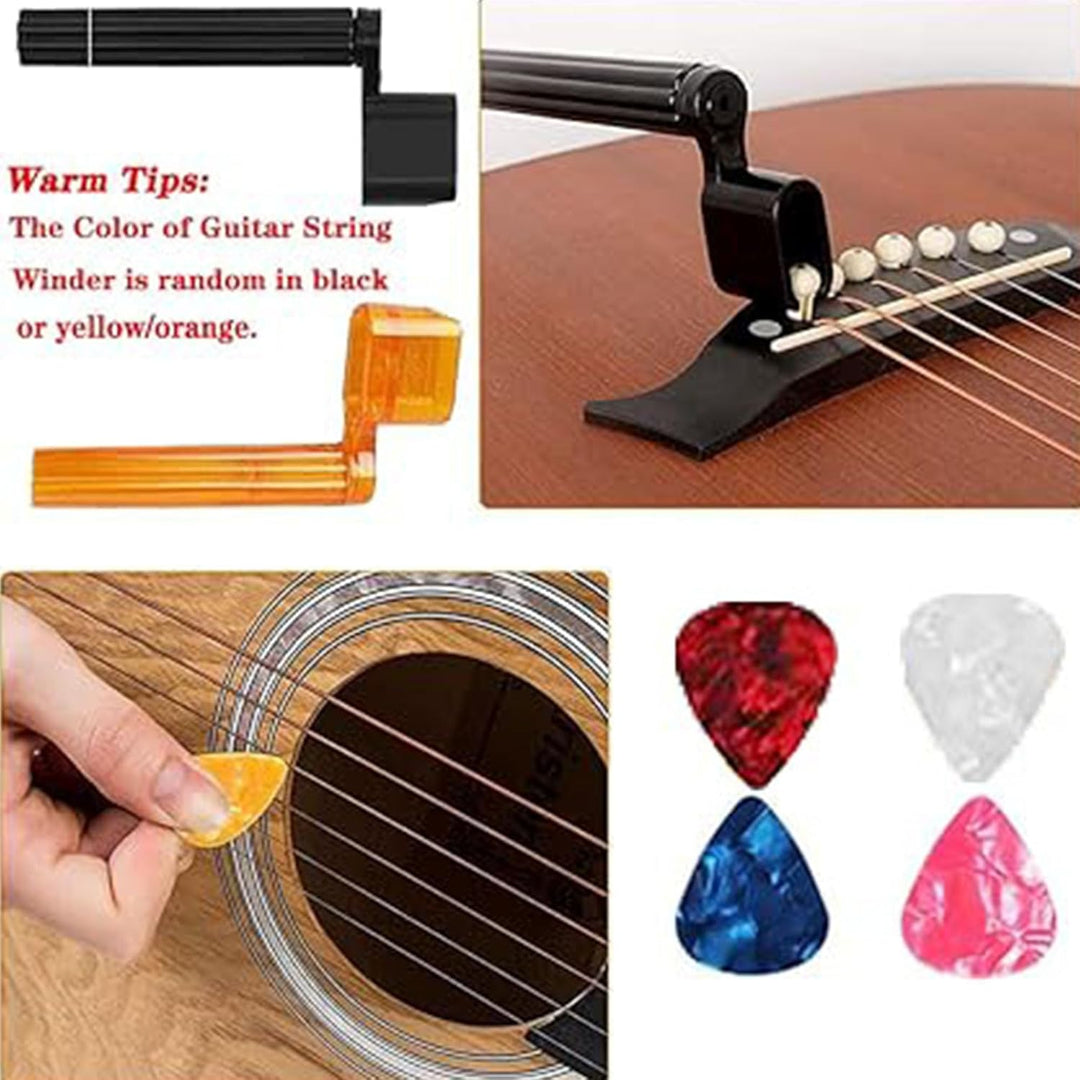 FGXY 28 Stück Gitarren Pflege Set, Gitarren Pflege Wartung Zubehör Set mit Tragbare Tasche Saiten Or