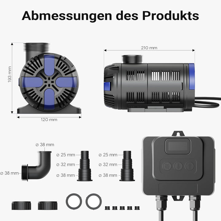 SuperECO Teichpumpe CET-15000 180W 15000l/h Filterpumpe mit Strömungswächter