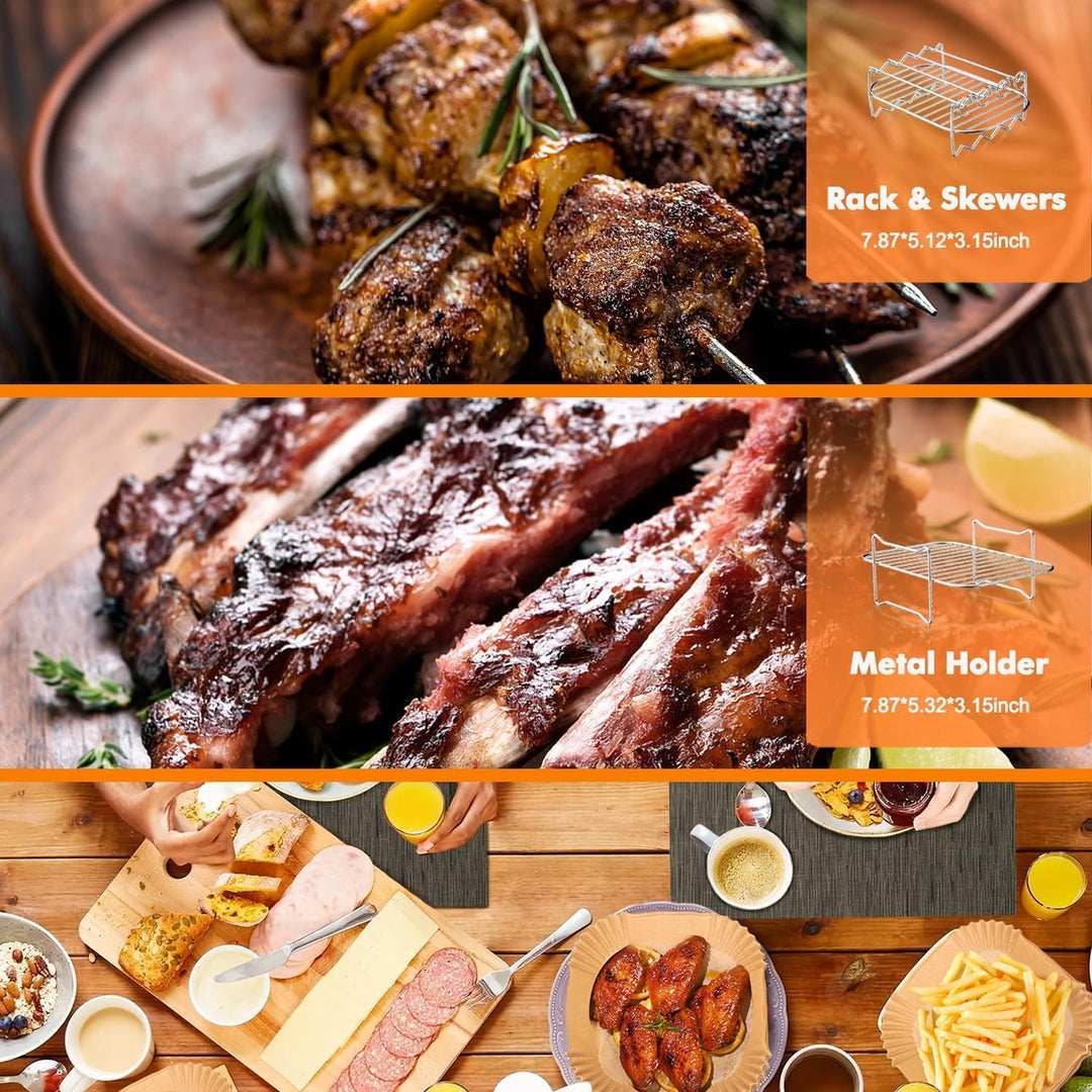 Ninja Heissluftfritteusen-Zubehör 10er Set inklusive Silikon-Unterlage & Dual-Luftfritteusen-Racks &