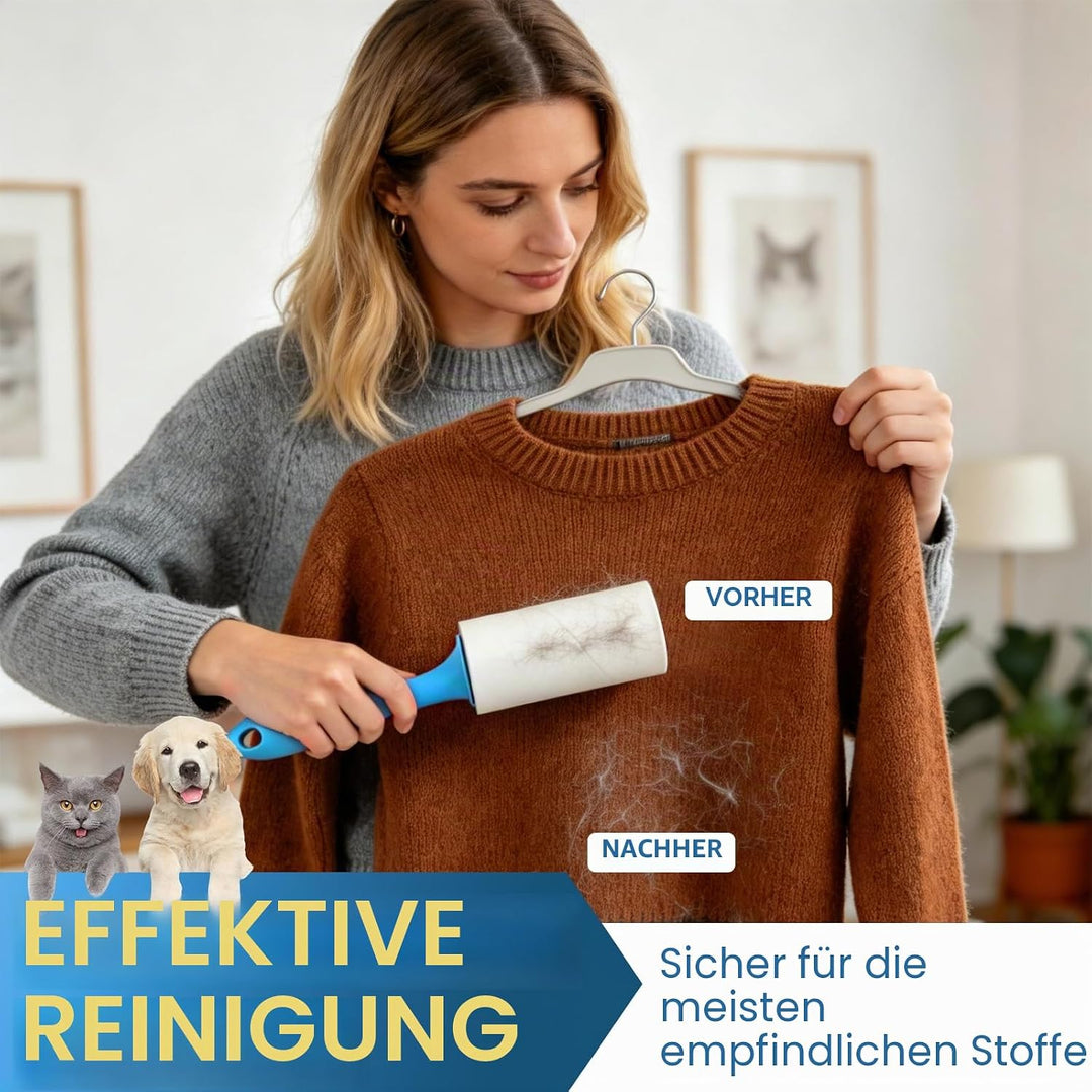 1440 Blatt Fusselrolle Tierhaare,12 Rollen Extra Stark Fusselroller Kleidung mit 2 Griffen,Starke Kl