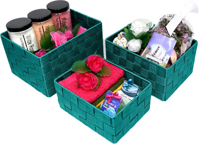Lashuma Badkörbe 3er Set, Box Grössen: 24x18x14 cm, 21x16x12 cm und 19x14x10 cm, Offene Regalkörbe F