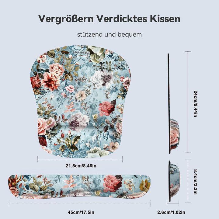 TECKNET Mauspad mit Handauflage, Gelkissen Mousepad und Ergonomische Memory Foam Tastatur Handgelenk