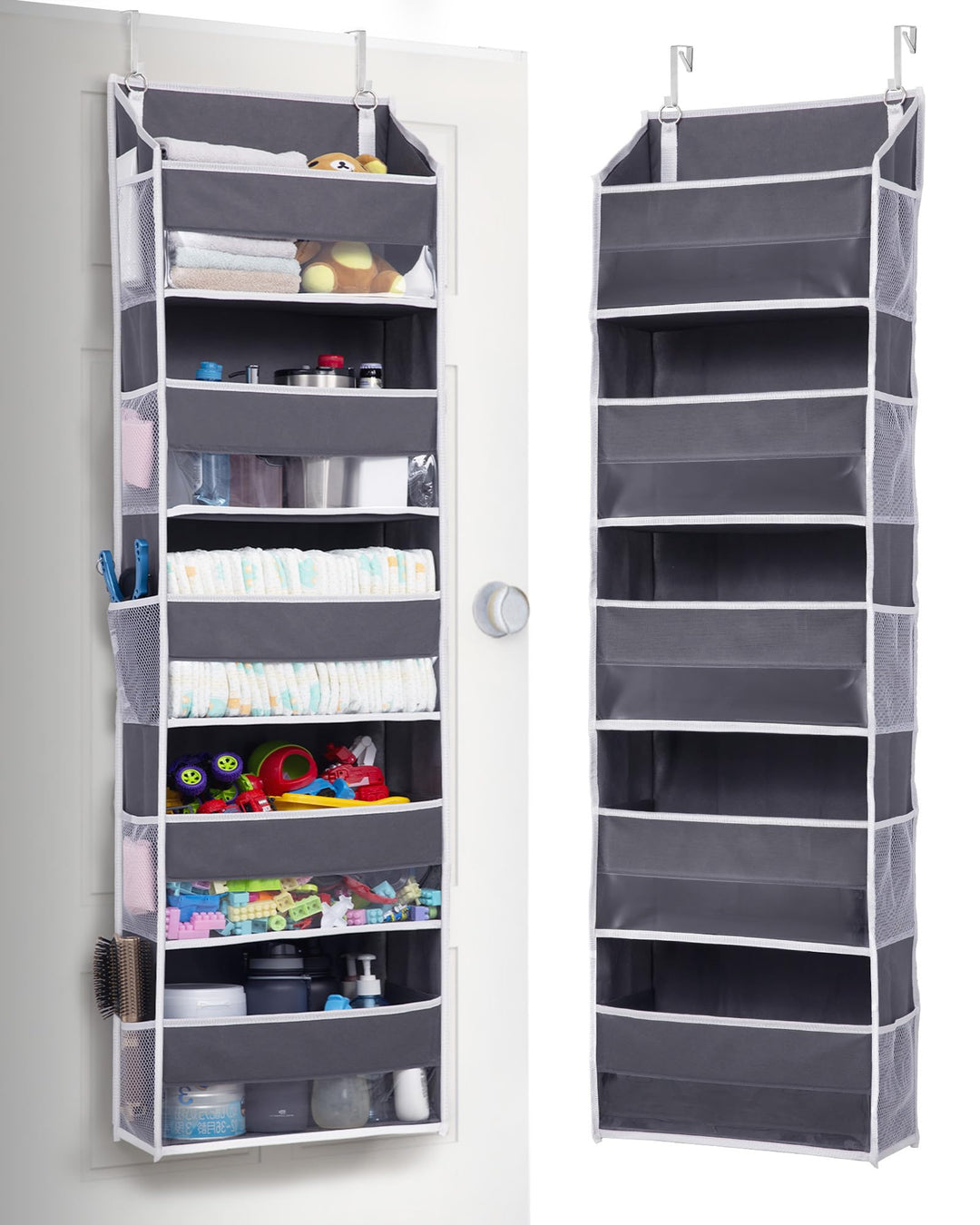 ULG Tür-Organizer, 1 Pack, 5 grosse Taschen, 10 Mesh-Seitentaschen, 20 kg Tragkraft, für Spielzeug,