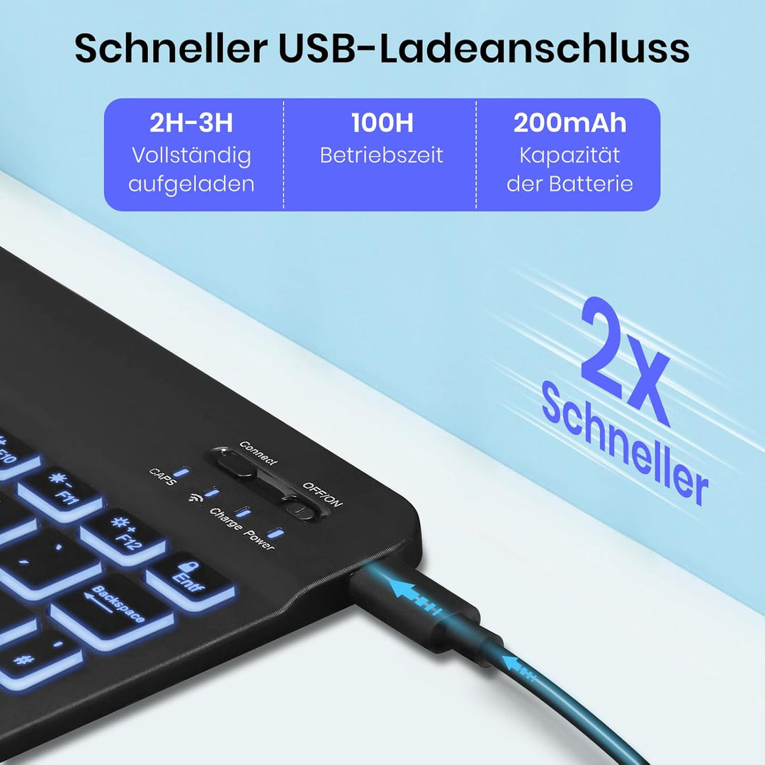 Tastatur für Samsung Tablet A9 Plus - für Galaxy Tab A9 Plus Hülle mit Tastatur, Tastatur Beleuchtun